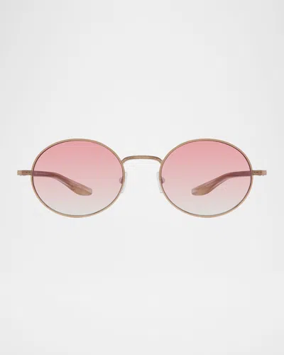 Barton Perreira Anamcara Metal Oval Sunglasses In Rose Gold