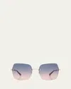 Barton Perreira Angie Black & Gold Mixed-media Butterfly Sunglasses In Angie Rimless Black Gold Dusk Sunset Gradient