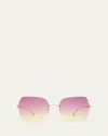 Barton Perreira Angie Titanium & Tusk-print Acetate Butterfly Sunglasses In Angie Rimless Tusk Gold Sun Kissed Gradient