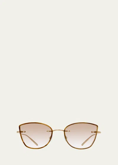 Barton Perreira Brandy Golden Titanium Cat-eye Sunglasses In Brown