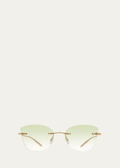 Barton Perreira Brandy Rimless Mint Titanium Cat-eye Sunglasses In Green