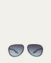 Barton Perreira Cani Titanium Aviator Sunglasses In Blue
