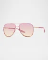 Barton Perreira Cani Titanium Aviator Sunglasses In Cani Desert Rose Rose Gold Pinky Promise
