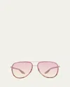 Barton Perreira Cani Titanium Aviator Sunglasses In Cani Desert Rose Rose Gold Pinky Promise