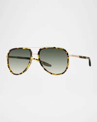 Barton Perreira Cani Titanium Aviator Sunglasses In Cani Heroine Chic Brushed Gold Julep
