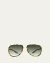 Barton Perreira Cani Titanium Aviator Sunglasses In Cani Heroine Chic Brushed Gold Julep