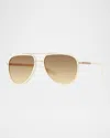 Barton Perreira Cani Titanium Aviator Sunglasses In Cani Ivory Gold Southern Comfort