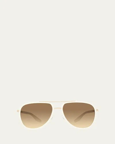 Barton Perreira Cani Titanium Aviator Sunglasses In Cani Ivory Gold Southern Comfort
