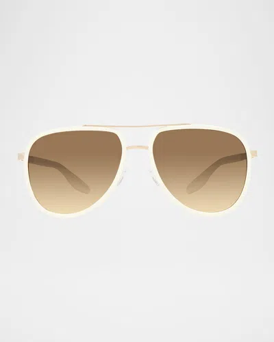 Barton Perreira Cani Titanium Aviator Sunglasses In Gold