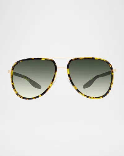 Barton Perreira Cani Titanium Aviator Sunglasses In Green