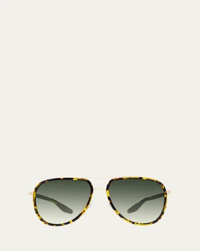 Barton Perreira Cani Titanium Aviator Sunglasses In Green