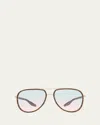Barton Perreira Cani Titanium Aviator Sunglasses In Neptune Gold Pool Party