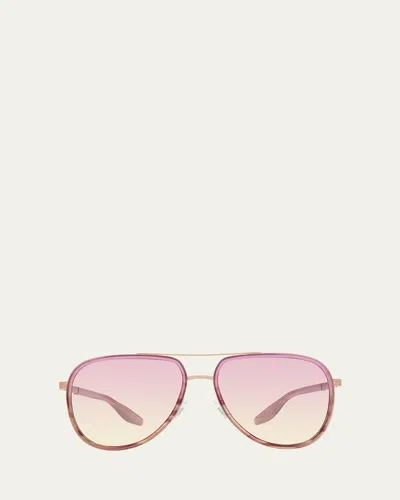Barton Perreira Cani Titanium Aviator Sunglasses In Pink