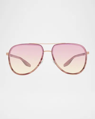 Barton Perreira Cani Titanium Aviator Sunglasses In Pink
