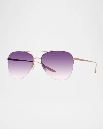 Barton Perreira Chevalier 57 Titanium Aviator Sunglasses In Brushed Gold Ladies Night