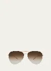 Barton Perreira Chevalier Brown Titanium Aviator Sunglasses
