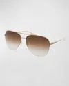 BARTON PERREIRA CHEVALIER BROWN TITANIUM AVIATOR SUNGLASSES