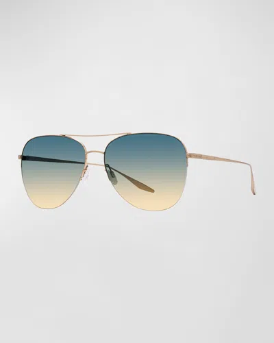 Barton Perreira Chevalier Titanium Aviator Sunglasses In Blue
