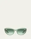Barton Perreira Coquette Gradient Green Acetate Cat-eye Sunglasses In Coquette Laurel Gold Julep