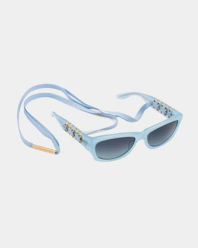 Barton Perreira Cora Agb Square Acetate & Plastic Sunglasses In Blue