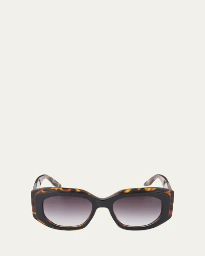 Barton Perreira Crescendo 50.5mm Geometric Acetate Sunglasses In Black/amber