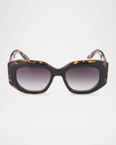 Barton Perreira Crescendo 50.5mm Geometric Acetate Sunglasses In Black/amber