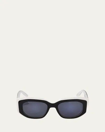 Barton Perreira Crescendo 50.5mm Geometric Acetate Sunglasses In Black/white