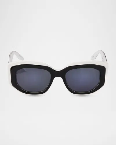 Barton Perreira Crescendo 50.5mm Geometric Acetate Sunglasses In Black/white