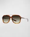 Barton Perreira D. Ellis Havana Zyl & Titanium Aviator Sunglasses