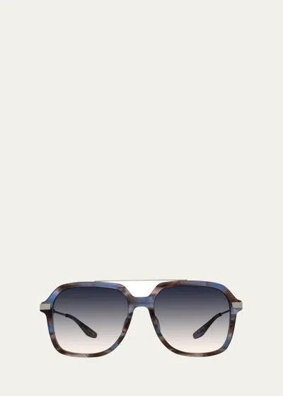 Barton Perreira D. Ellis Grey Zyl & Titanium Aviator Sunglasses In D.ellis Coastal Grey / Silver / Basalt (ar)