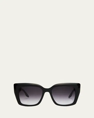 Barton Perreira Devine Square Acetate & Titanium Sunglasses In Devine Black Crystal Gold Smolder
