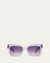 Barton Perreira Devine Square Acetate & Titanium Sunglasses In Devine Sheer Lilac Rose Gold Ladies Night