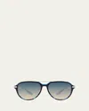 Barton Perreira Dunn Zyl & Acetate Aviator Sunglasses In Blue