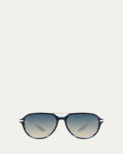 Barton Perreira Dunn Zyl & Acetate Aviator Sunglasses In Blue