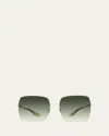 Barton Perreira Folasade Titanium Square Sunglasses In Folasade Gold Julep