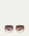 Barton Perreira Folasade Titanium Square Sunglasses In Folasade Gold Tortoise Enamel Smokey Topaz