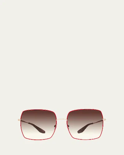 Barton Perreira Folasade Titanium Square Sunglasses In Gold Crimson Smokey Topaz
