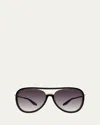 Barton Perreira Fossett Aviator Sunglasses In Black/gold