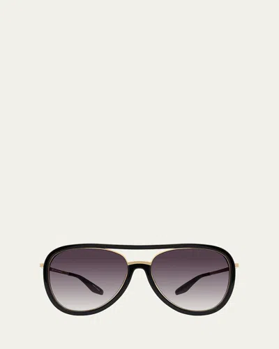 Barton Perreira Fossett Aviator Sunglasses In Black/gold
