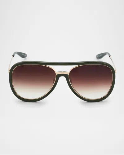 Barton Perreira Fossett Aviator Sunglasses In Green