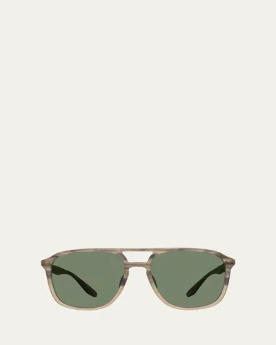 Barton Perreira Gyalis Acetate Aviator Sunglasses In Stonehenge/green Smoke