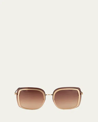 Barton Perreira Halima 65mm Square Titanium Sunglasses In Gold