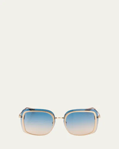 Barton Perreira Halima 65mm Square Titanium Sunglasses In Gold