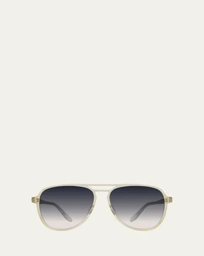 Barton Perreira Hartmann 55mm Acetate Aviator Sunglasses In Transparent