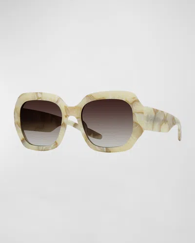 Barton Perreira Jagger Brown Acetate Round Sunglasses In Neutral