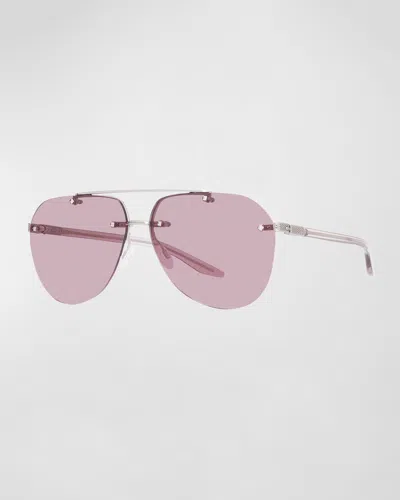 Barton Perreira Jean Pink Zyl & Metal Aviator Sunglasses