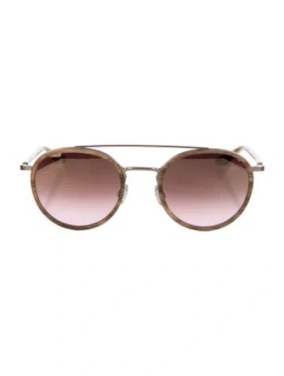 Pre-owned Barton Perreira Justice Round Sunglasses In Neutral