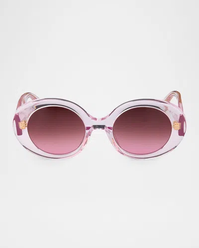 Barton Perreira Lamarr 50.5mm Round Acetate Sunglasses In Pink