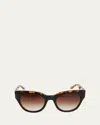 Barton Perreira Lioness Havana Acetate Cat-eye Sunglasses In Black Amber Tortoise Smokey Topas