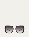 Barton Perreira Margret Square Sunglasses In Black/gold